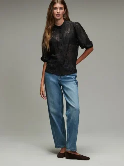 Next Noir - Chemisier à manches mi-longues en dentelle Sale