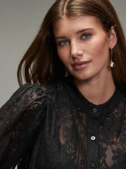 Next Noir - Chemisier à manches mi-longues en dentelle Sale