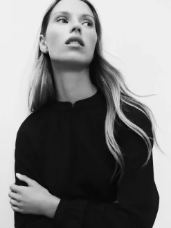 Next - Chemisier manches longues à col V Noir New