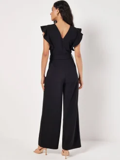 Apricot Noir - Combinaison à manches volantées et plis Outlet