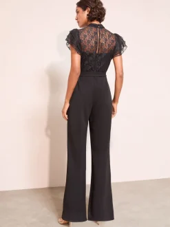 Friends Like These Noir - Combinaison en dentelle Scuba Mix à manches volantées