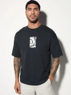 Next Noir - Coupe ample - T-shirt imprimé graphique surf japonais Best