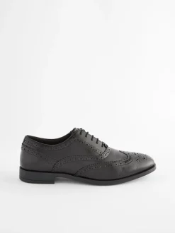 Next Noir - Coupe large - Chaussures Richelieu Oxford en cuir Sale