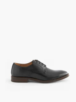 Next Noir - Coupe large - Chaussures Derbies en cuir à semelle contrastante New