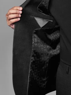 Next Noir - Coupe sur mesure - Veste de costume texturée en laine Blend Hot