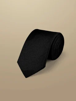 Charles Tyrwhitt Noir - Cravate fine résistante aux taches de soie Outlet