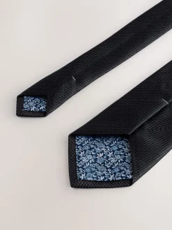 Next - Cravate texturée avec pince à cravate Noir