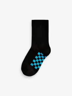 Next - Paquet de chaussettes en coton riche 7 Noir à damier New