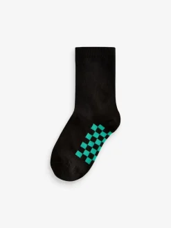 Next - Paquet de chaussettes en coton riche 7 Noir à damier New