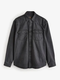 Next Noir - Denim Western 100% Cotton Manches longues Chemises Best