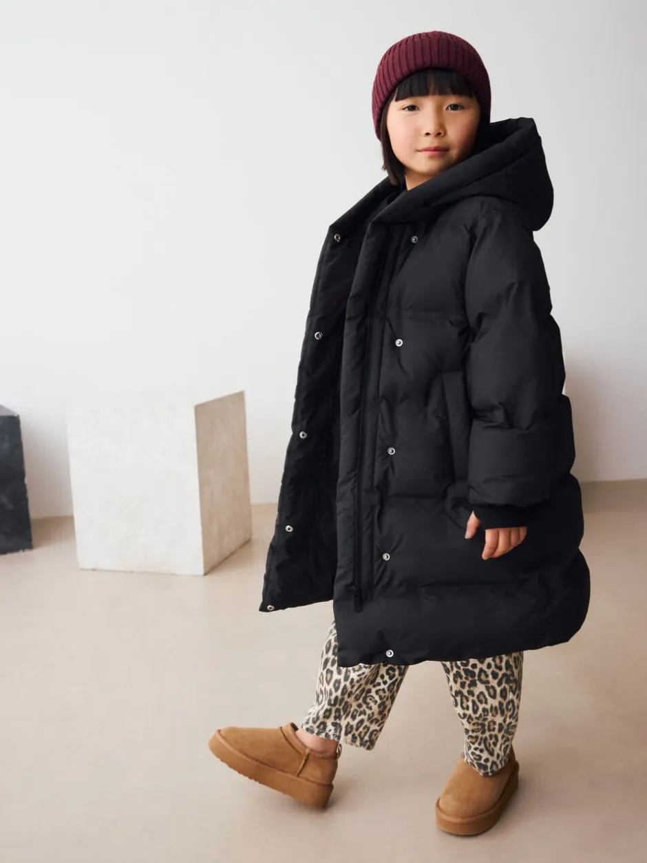 Next Noir - Doudoune imperméable doublée de fausse fourrure (3-16ans) Outlet