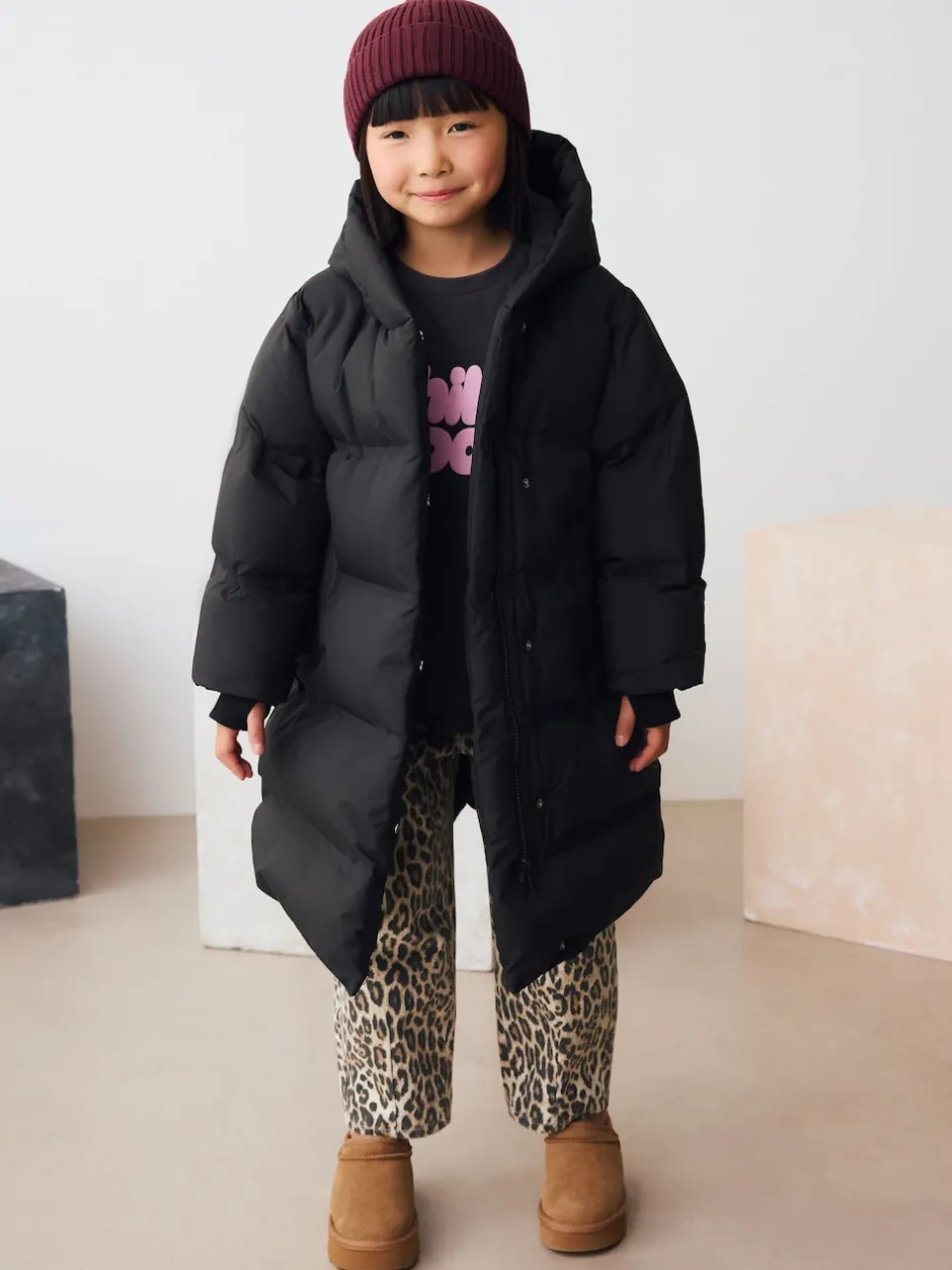 Next Noir - Doudoune imperméable doublée de fausse fourrure (3-16ans) Outlet