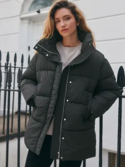 Next Noir - Doudoune mi-longue Résistant à la douche Best