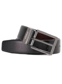 Dune London Noir - Opra Ceinture en cuir réversible Sale