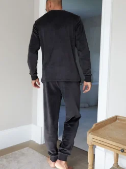Threadbare Noir - Ensemble de vêtements de détente en velours Soft Touch de Hot