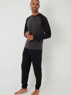 Threadbare - Ensemble pyjama Blend manches longues Noir Discount