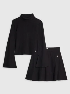 River Island Noir - Ensemble haut et skort confortable à manches longues pour fille Clearance