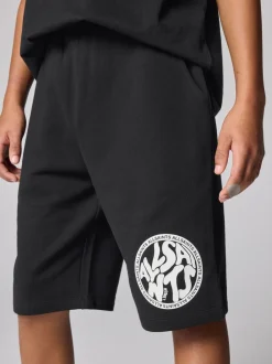 smALLSAINTS Noir - Ensemble t-shirt et short en molleton Distortion Best