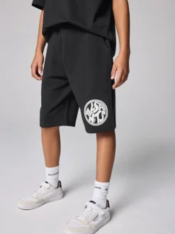 smALLSAINTS Noir - Ensemble t-shirt et short en molleton Distortion Best