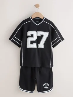 Next Noir - Ensemble t-shirt et short universitaire (3-16ans) Outlet