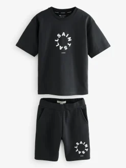 smALLSAINTS Noir - Ensemble t-shirt et short en molleton Tierra Sale