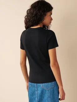 Next - Essential Pure Cotton Courts Col rond T-shirt Noir Hot