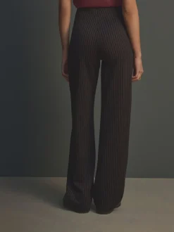 Next Noir à fines rayures - Pantalon ample en jersey point de Rome lissant Discount