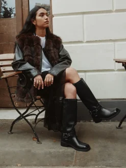 Next Noir - Forever Comfort® Bottes motardes à genoux Discount