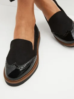 Next Noir - Forever Comfort® Brogue Detail Chunky Sole Loafers