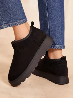 Friends Like These Noir - Bottes en daim douillette doublées de fausse fourrure Discount