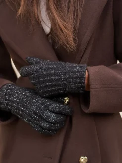 Lipsy Noir - Gants Shimmer en maille côtelée Outlet