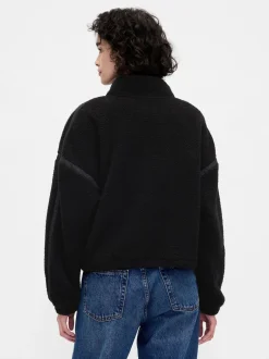 Gap Noir - Polaire raccourcie oversize en sherpa à demi-fermeture éclair Online
