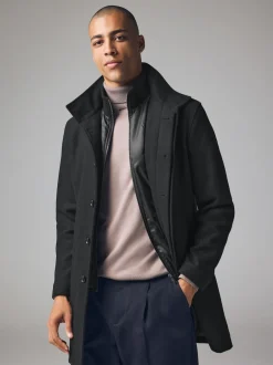 Next Noir - Gilet en laine à chevrons Manteau matelassé Clearance