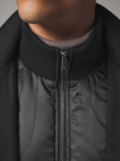 Next Noir - Gilet en laine à chevrons Manteau matelassé Clearance