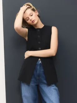 Next Noir - Gilet habillé avec laine Sale