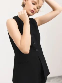 Next Noir - Gilet habillé avec laine Sale