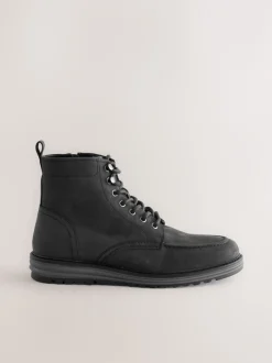 Next Noir - Grandes bottes en cuir à bout tablier Sale