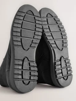 Next Noir - Grandes bottes en cuir à bout tablier Sale