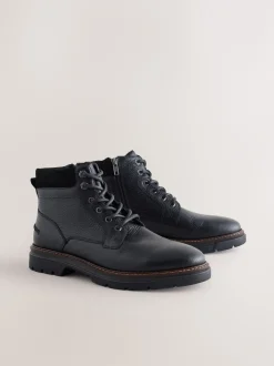 Next Noir - Grandes Bottes zippées en cuir Clearance
