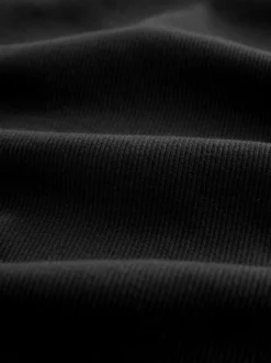 Next - Haut côtelé à manches longues et col ras du cou Noir Sale