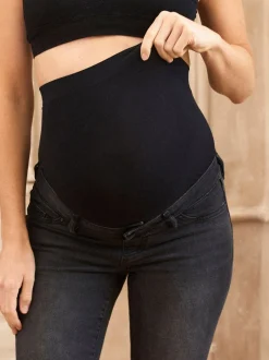 Seraphine Noir - Jean de grossesse Coupe ajustée en tissu bio haut de gamme Clearance