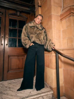 Next Noir - Jean large Palazzo taille haute Sale