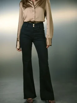 Next Noir - Jean évasé extensible à taille haute New