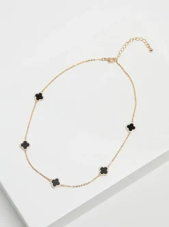 Jon Richard Noir - Plaqué et Jets Collier de trèfles de station Discount