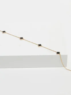 Jon Richard Noir - Plaqué et Jets Collier de trèfles de station Discount