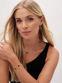 Jon Richard Noir - Plaqué et Jets Collier de trèfles de station Discount