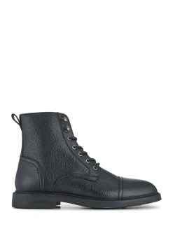 Jones Bootmaker Noir - Davide Bottes militaires Coupe large en cuir