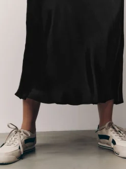 Next - Jupe Midi Satin Noir