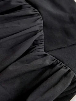 Nothing Ordinary Noir - Jupe mi-longue en coton épais No noir tissé Mix A Line Sale