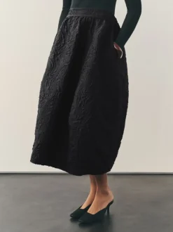 Nothing Ordinary Noir - Jupe mi-longue en jacquard Two Ordinary Volume New